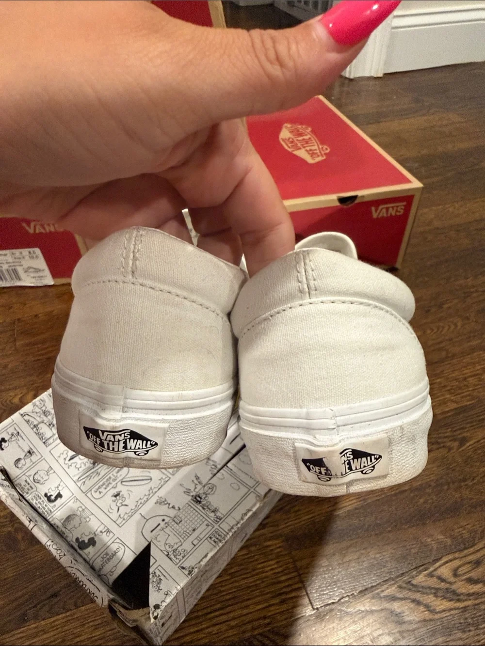 Vans White Slip-On Canvas Sneakers